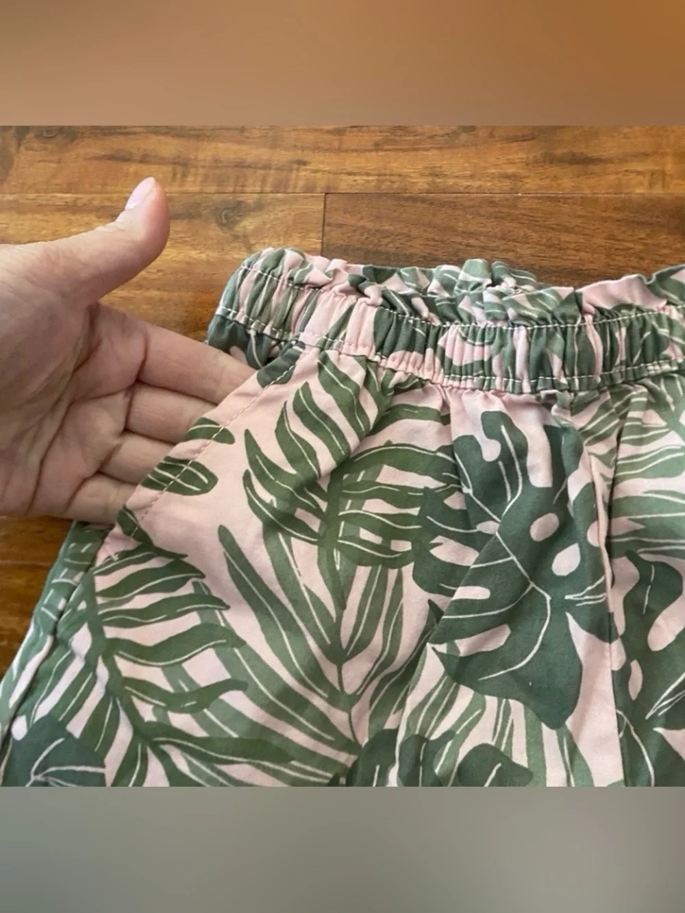 Children's Place Girls Pink Green Leaf Print Tank Top + Shorts Size 4T Girly